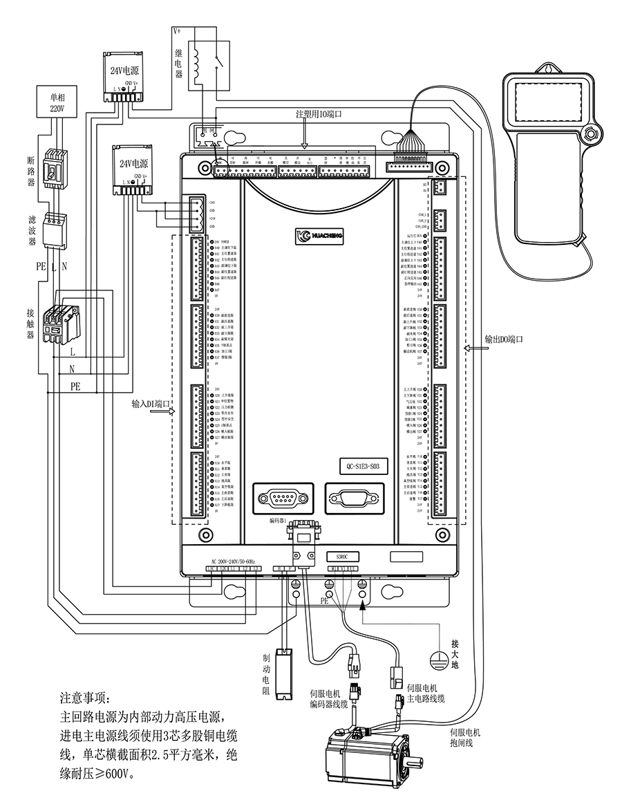 QC-S1E注塑驅控一體(ti) 接線說明