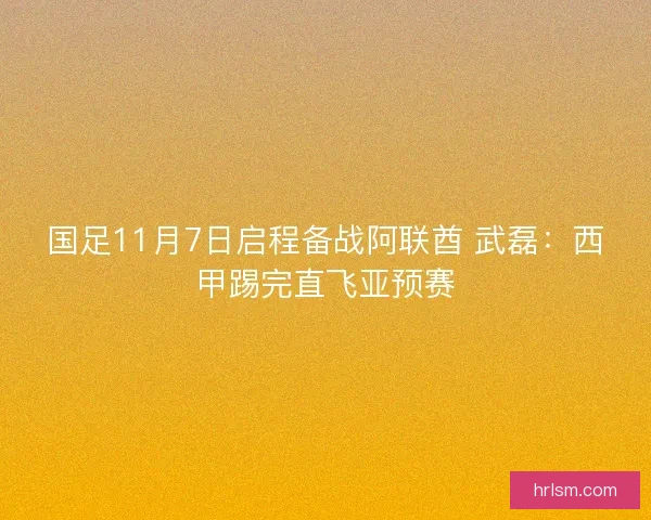 国足11月7日启程备战阿联酋 武磊：西甲踢完直飞亚预赛
