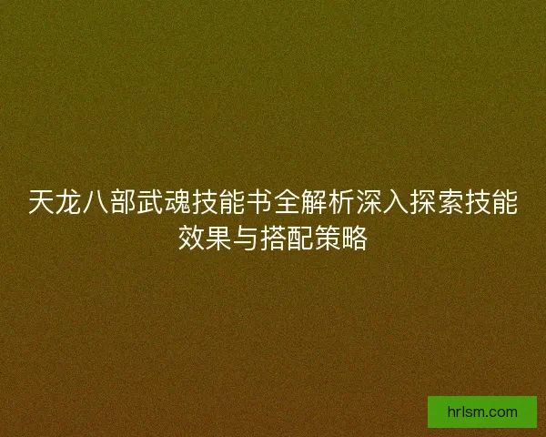天龙八部武魂技能书全解析深入探索技能效果与搭配策略